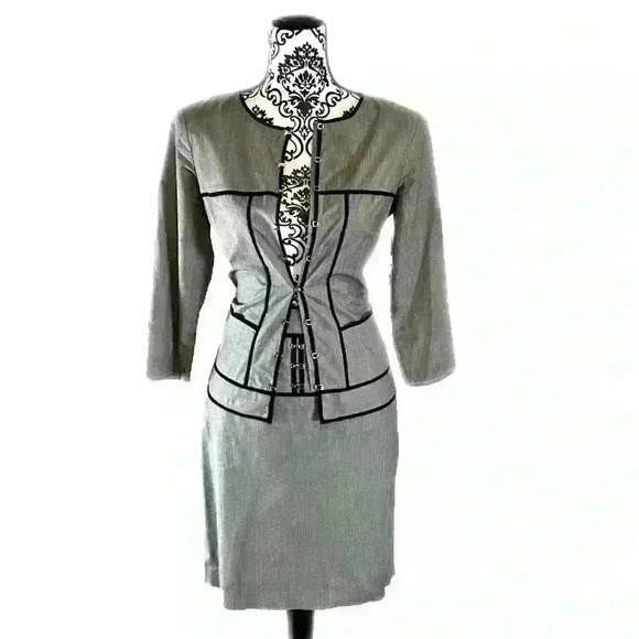 Helios & Luna Vintage Professional Structured Black & Gray 2 Piece Skirt Set - Picture 2 of 12